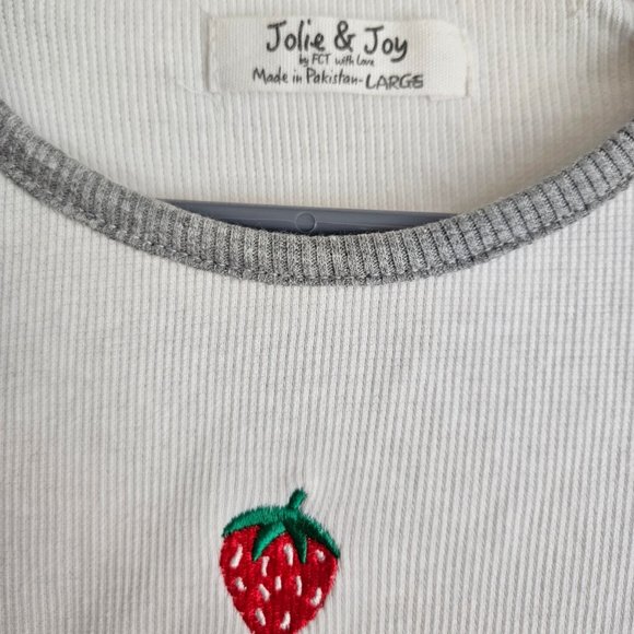 "Jolie & Joy" Women's LG WH t-shirt Short Gray Sleeves  Embroidered Stra… - Picture 3 of 4